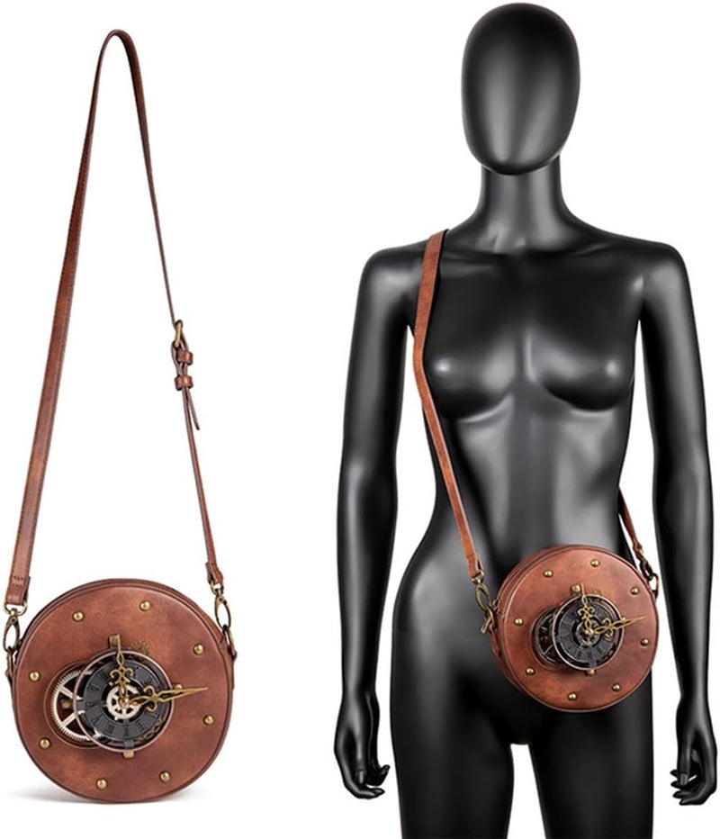 Valentoria Messenger Bag Leather Retro Briefcase Steampunk Crossbody Shoulder Purse Satchel for Women Lolita Gothic Costume Accessory - Image 2